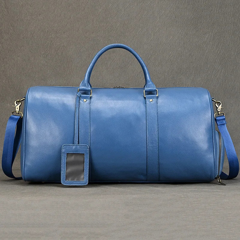 Sac de voyage cuir bleu