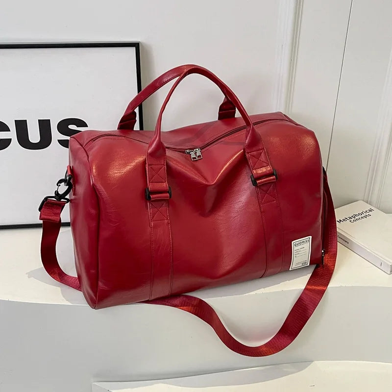 Sac de voyage cuir rouge