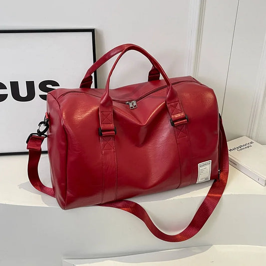 Sac de voyage cuir rouge