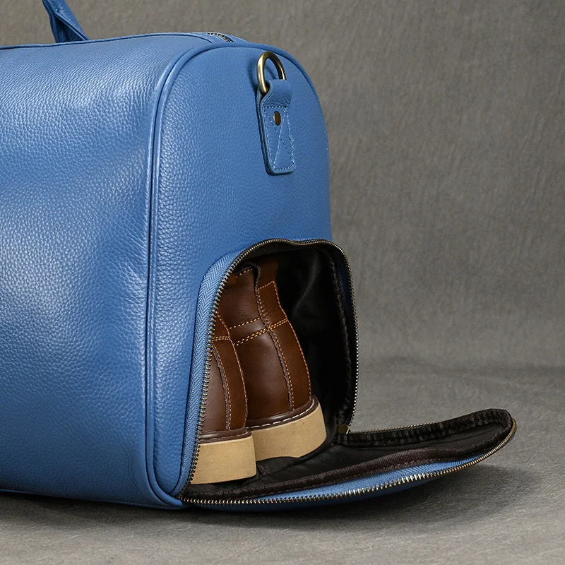 Sac de voyage cuir bleu