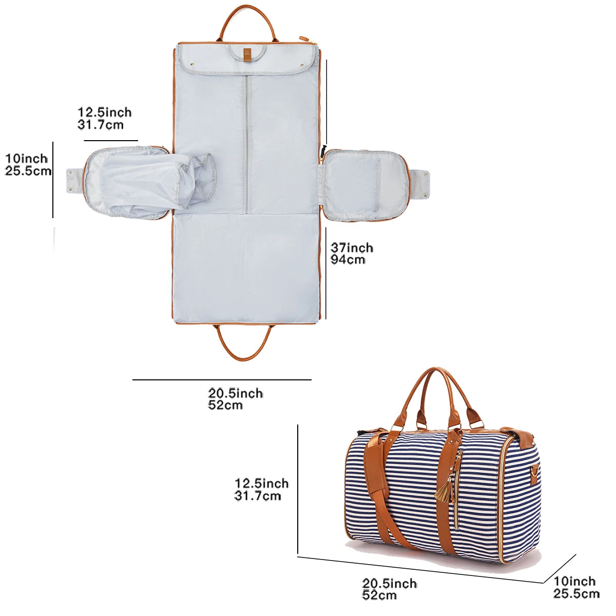 Sac voyage rayures