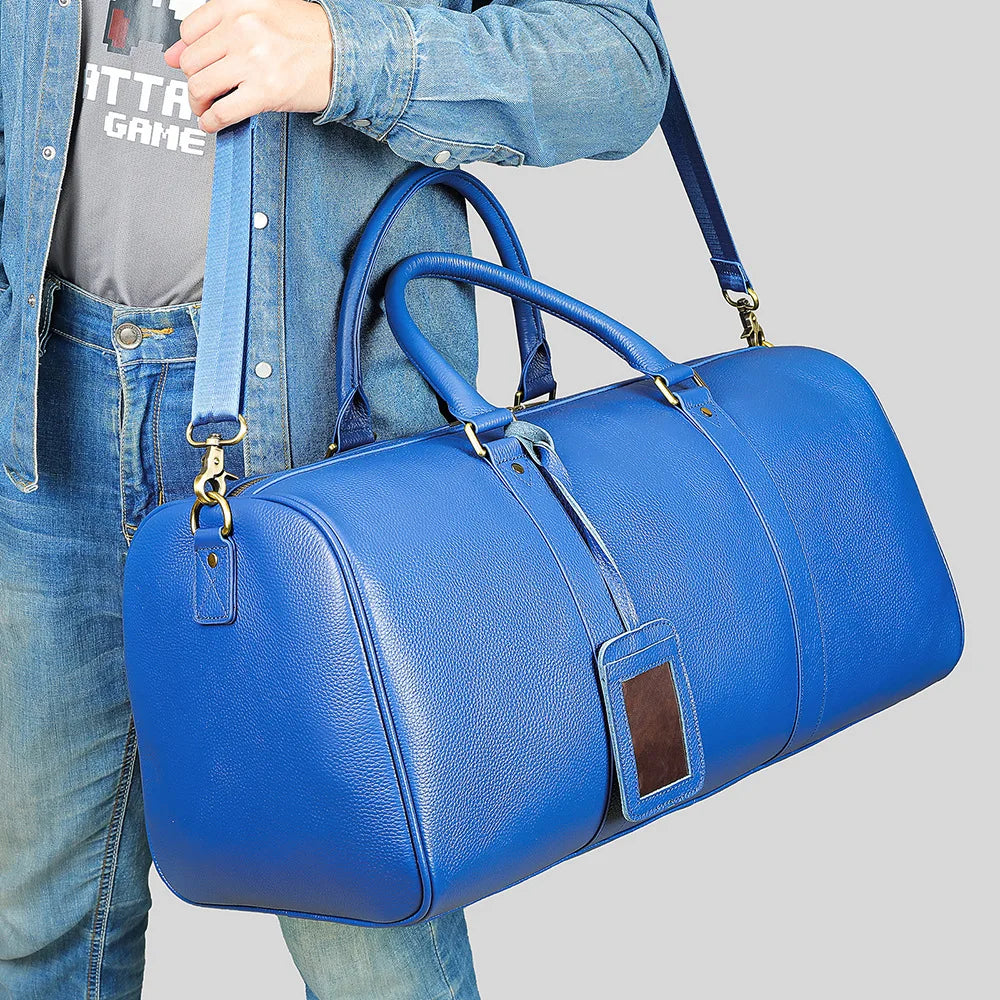 Sac de voyage cuir bleu