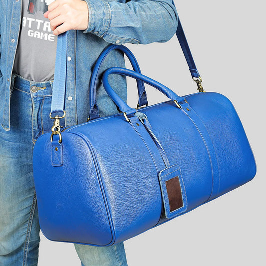 Sac de voyage cuir bleu