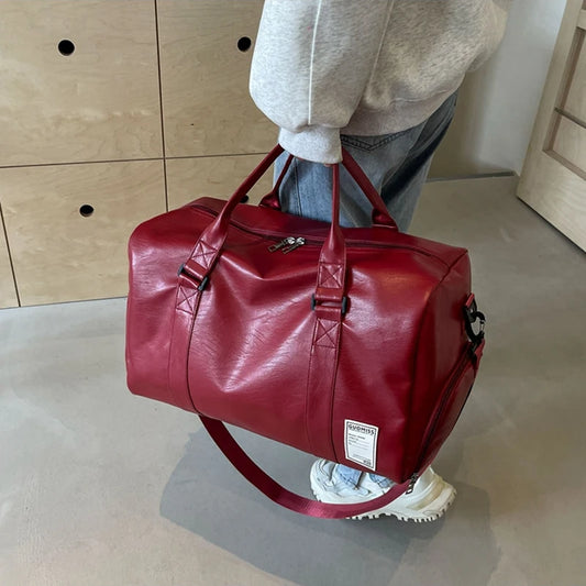 Sac de voyage cuir rouge