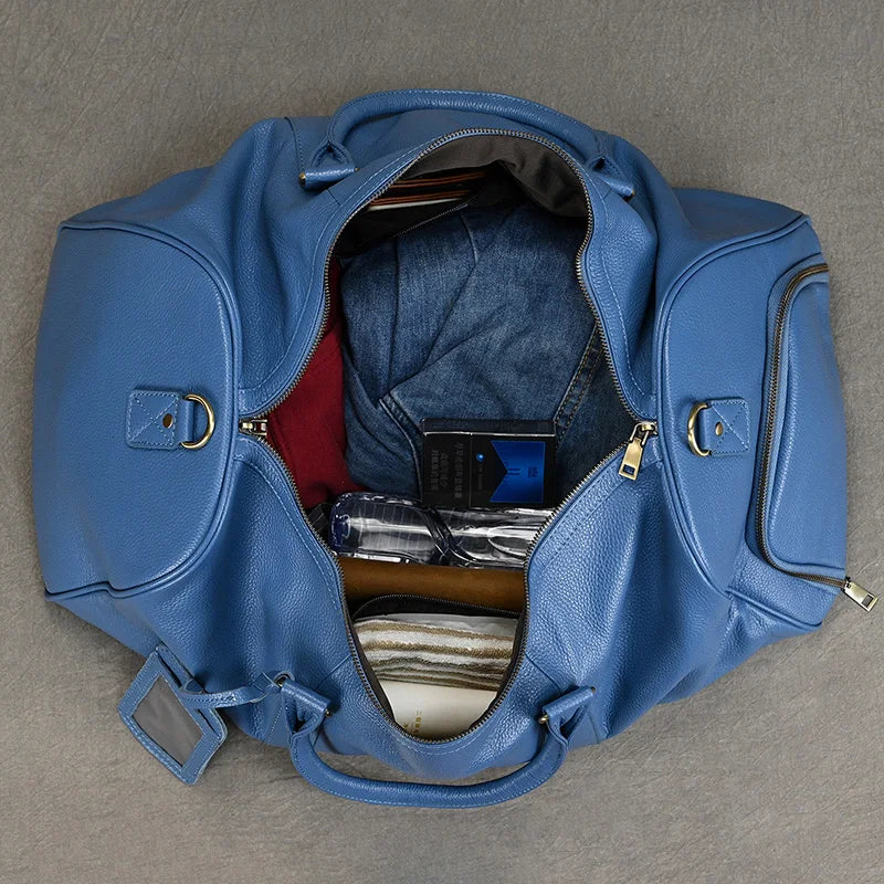 Sac de voyage cuir bleu