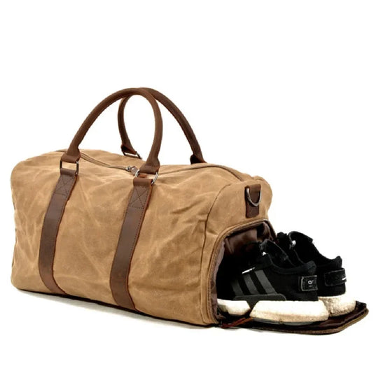 Sac de voyage homme toile et cuir