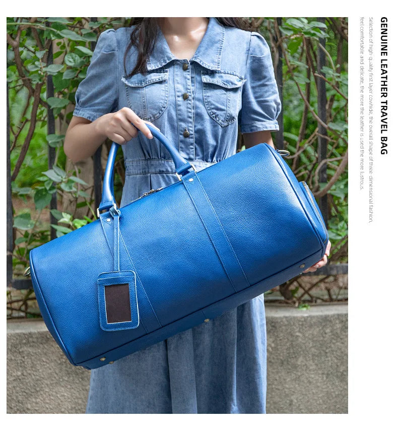 Sac de voyage cuir bleu